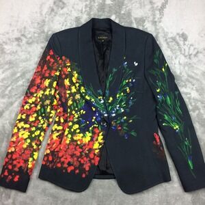 Escada Floral Blazer Womens 38 Watercolor Paint Art to Wear Colorful